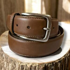 Columbia Dress Belt Mens Brown Synthetic Leather Silver Tone Buckle Size 44